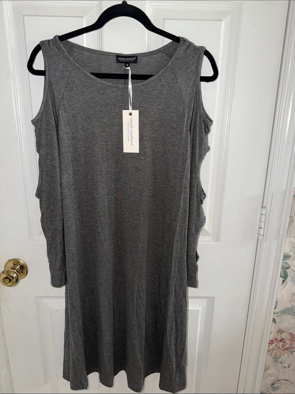 Cold Shoulder Swing Dress in Gray